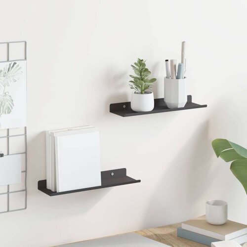  Polica na zidu s policom Zidne 2 pcs Crna 80 x 9 x 2.5 cm Cene