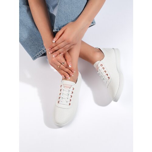 Shelvt Women&amp;#039;s classic openwork sneakers white Slike