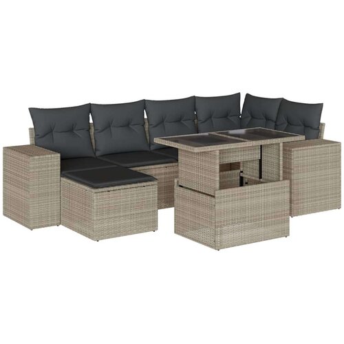 VidaXL 7-dijelni set vrtnih sofa svjetlosivi od poliratana Slike