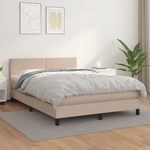  Krevet s oprugama i madrac cappuccino 140x200cm od umjetne kože