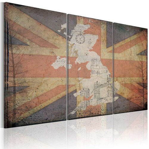  Slika - Map of Great Britain - triptych 60x40 Slike