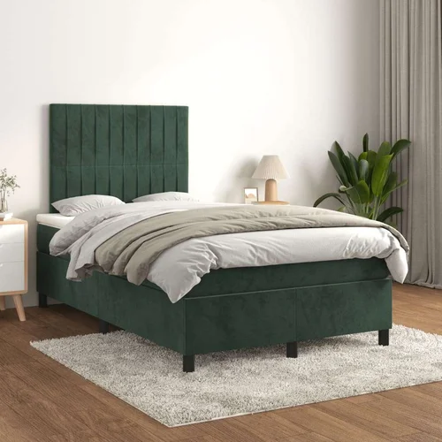 Box spring krevet s madracem tamnozeleni 120x200 cm baršunasti