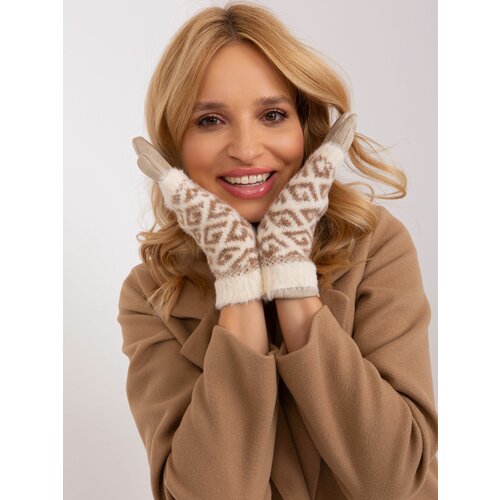 Fashion Hunters Light beige two-piece winter gloves Slike