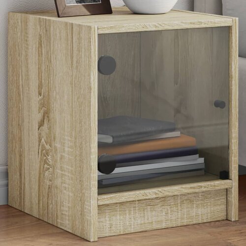  The Living Store Nočna omarica s steklenimi vrati 2 kosa sonoma hrast 35x37x42cm - Nočna Omarica, (21448613) Cene