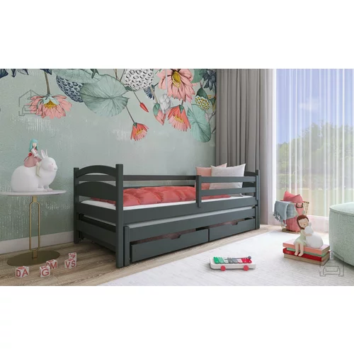 Lano Otroška postelja z dodatnim ležiščem Tosia - 80x200 cm - Grafit