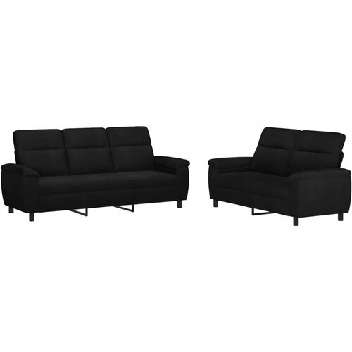  Set sofe 2 pcs Crna Tkanina - Crna 2-sjedalna (140 cm) + 3-sjedalna Slike
