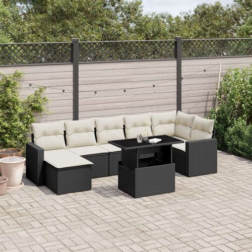 vidaXL 8-dijelni set vrtnih sofa od poliratana s jastucima crni Cijene