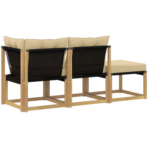 3 kom. Sekcionalna sofa Masivno bagremovo drvo, Tekstilen Slike