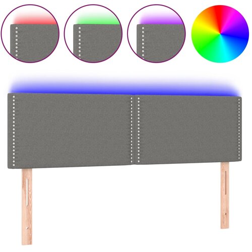Maison Chic led posteljno vzglavje - vzglavna omarica - nočna omarica temno sivo 144x5x78/88 cm blago, (21711293) Cene