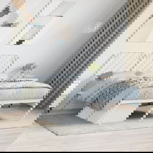 VidaXL Metalni okvir za krevet s uzglavljem bijeli 120x200 cm Slike