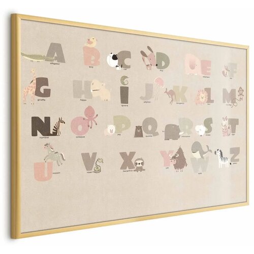  Plakat - Beige Alphabet 60x40 Zlatni okvir Cijene