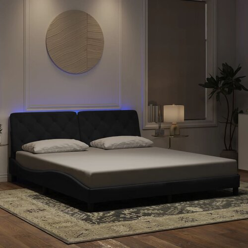 Furnova Posteljni okvir z LED lučkami črn 180x200 cm žamet, (21934927) Slike