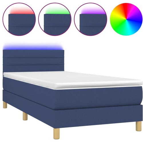 Maison Chic Box spring postelja - Vzmetna postelja z vzmetnico LED modra 80x200 cm blago SL15533, (21905424) Slike