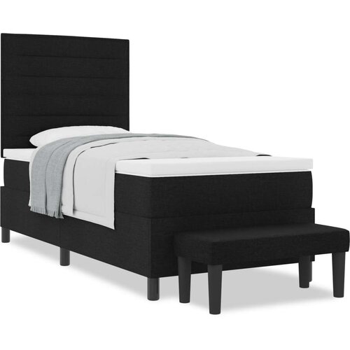  Krevet s kutijom s madracem i klupom Crna 90x190 cm Tkanina Slike