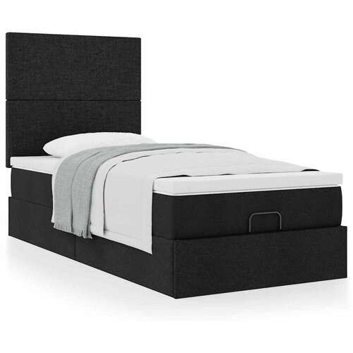 vidaXL Otomanski okvir kreveta s madraca crni 90x200cm od tkanine Cene