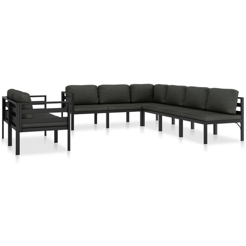 VidaXL Vrtna sedežna garnitura z blazinami 8-delna aluminij antracitna Slike