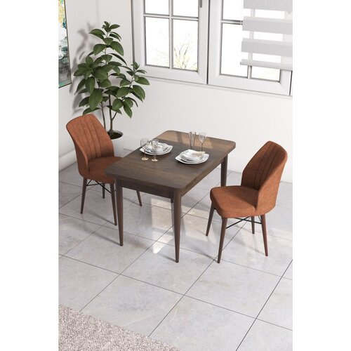 Hanah home trpezarijski set Arp, sto i 2 stolice, ploča u dekoru drveta Baroque, terakota tkanina Babyface Cene