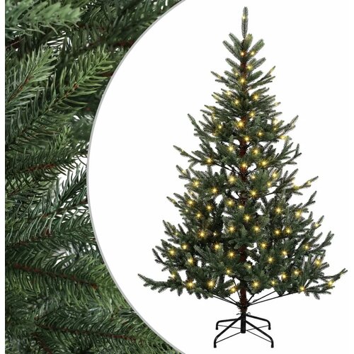  Umjetno božićno drvce s nogom 120 cm 150 LED lampica - Zelena 120 cm s LED svjetlima Slike