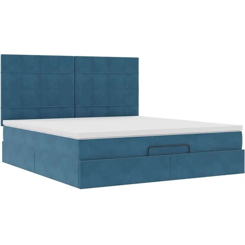 vidaXL Otomanski posteljni okvir z vzmetnicami moder 180x200cm žamet Cene