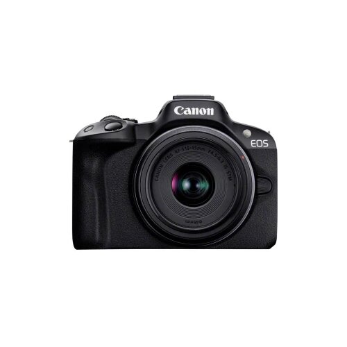 Canon eos R50 kit schwarz + rf-s 18-45 i digitalni slr fotoaparat rf-s 18-45 mm crna 4K-video, nastavak za bljeska Slike