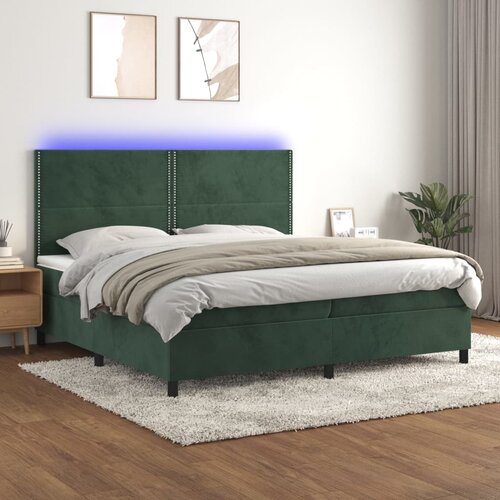  The Living Store Box spring postelja z vzmetnico LED tem. zelena 200x200cm žamet - Box Spring Postelja, (21488894) Slike