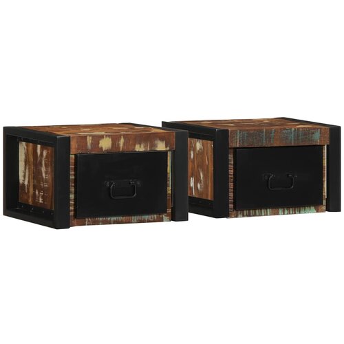  Noćni ormarići 2 kom Vi&scaron;ebojni 40x35x25 cm Obrađeno puno drvo Cijene