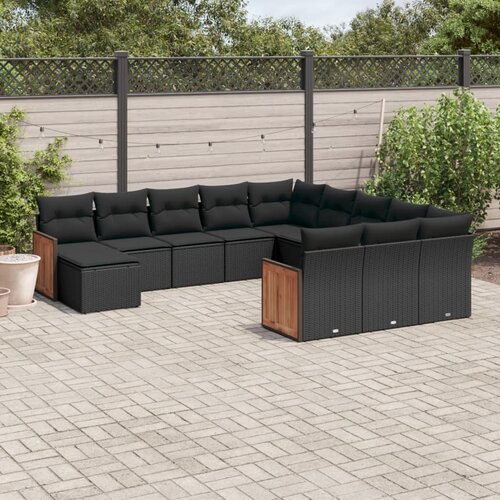 vidaXL 12-dijelni set vrtnih sofa od poliratana s jastucima crni Cijene