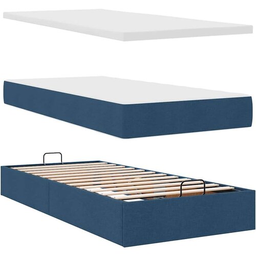 VidaXL Otomanski okvir kreveta s madraca plavi 90x190cm od tkanine Slike