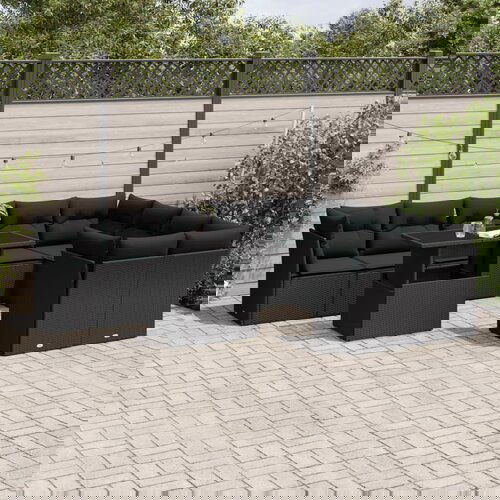 vidaXL 10-dijelni set vrtnih sofa s jastucima crni od poliratana Cijene