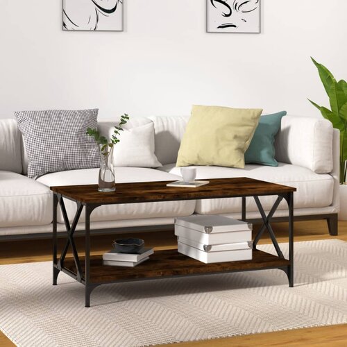  Stolić za kavu smeđi 100x50x45 cm konstruirano drvo i željezo Cijene