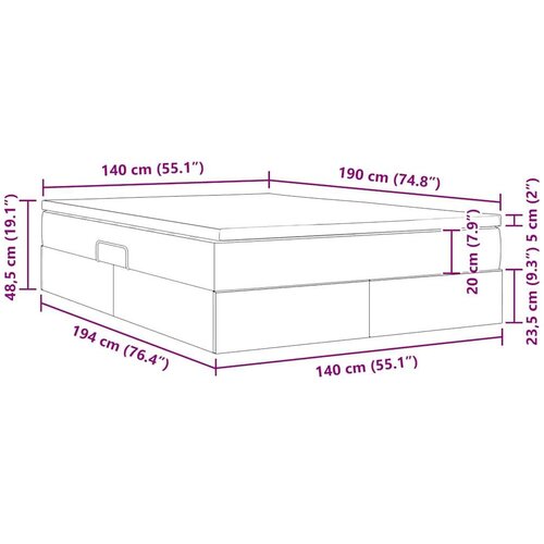  Krevet s madracem i skladi&amp;scaron;tem Crna 140 x 190 cm Poliester Slike