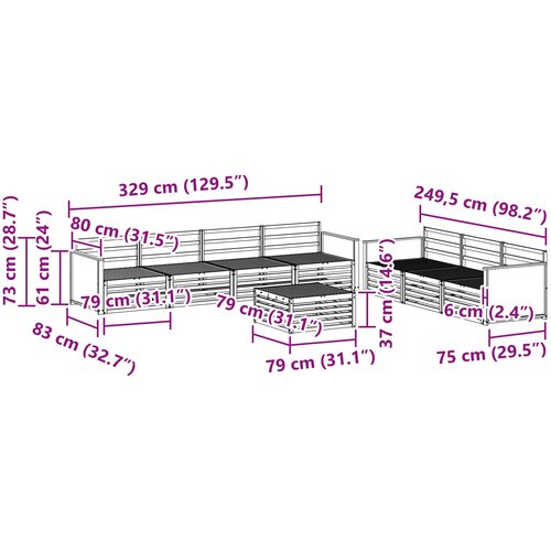  Set vanjskih sofa 8 kom. Prirodna Čvrsto drvo akacije Slike