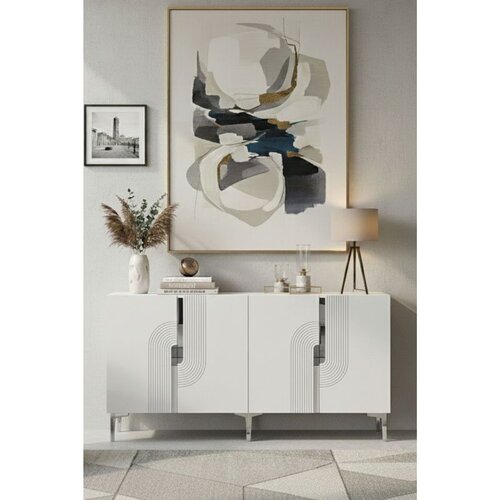 Hanah home komoda Meyra 180, 180 cm, bela / srebrna Cene