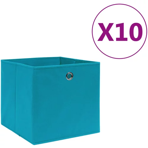 vidaXL Škatle 10 kosov netkano blago 28x28x28 cm baby modre