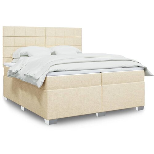  Krevet s oprugama i madracem krem 200 x 200 cm od tkanine Cene