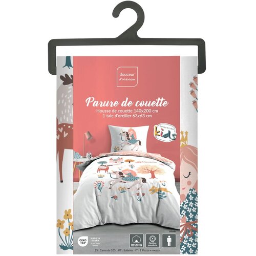 Douceur d int&amp;eacute;rieur Bijela/ružičasta pamučna dječja posteljina za krevet za jednu osobu 140x200 cm Lilibelle &amp;ndash; Slike