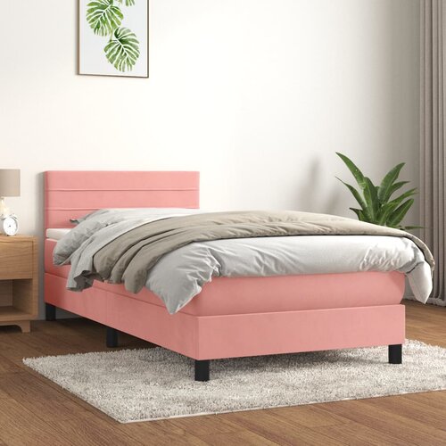The Living Store Box spring postelja z vzmetnico roza 90x190 cm žamet - Box Spring Postelja, (21489023) Cene