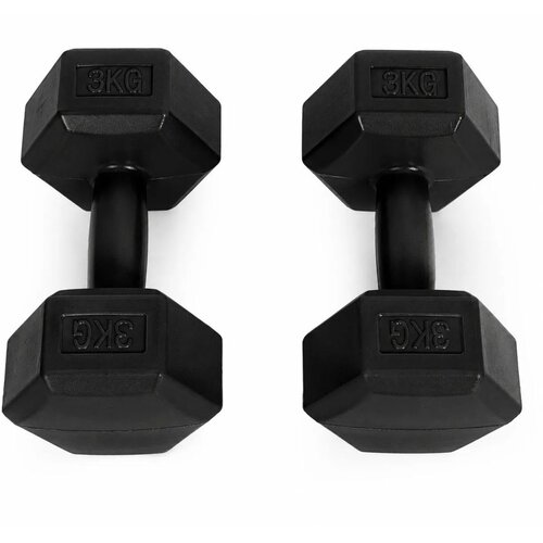 MOVEPRO set heksagonalnih bučica 2 &amp;times; 3 kg &amp;ndash; utezi za vježbanje i fitness, crni Slike