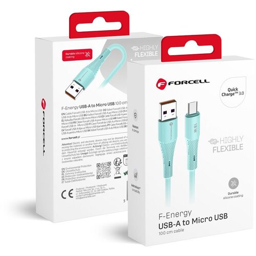 forcell F-ENERGY C341 kabl USB A na Micro USB QC3.0 2,4A 18W silikon 1 m plavi Cene
