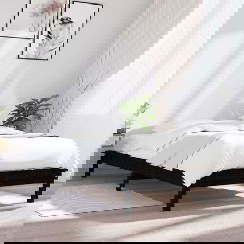  Posteljni okvir črn 90x200 cm trdna borovina, (20644589) Slike