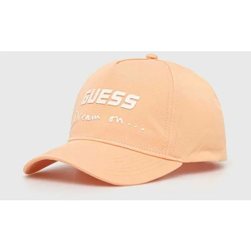 Guess Bombažna bejzbolska kapa oranžna barva