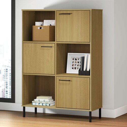 VidaXL Knjižna omara z nogami rjava 90x35x128,5 cm trden les OSLO Slike