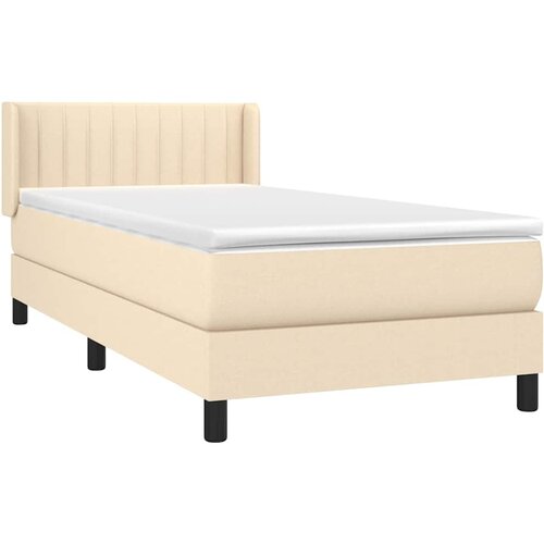  Krevet s oprugama i madracem krem 90 x 190 cm od tkanine Slike