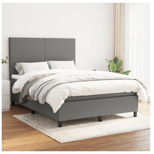  Box spring postelja z vzmetnico temno siva 140x200 cm blago Cene