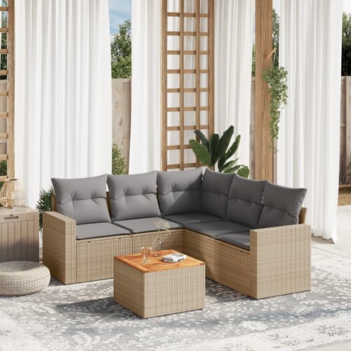 vidaXL 6-dijelni set vrtnih sofa s jastucima bež od poliratana Cijene