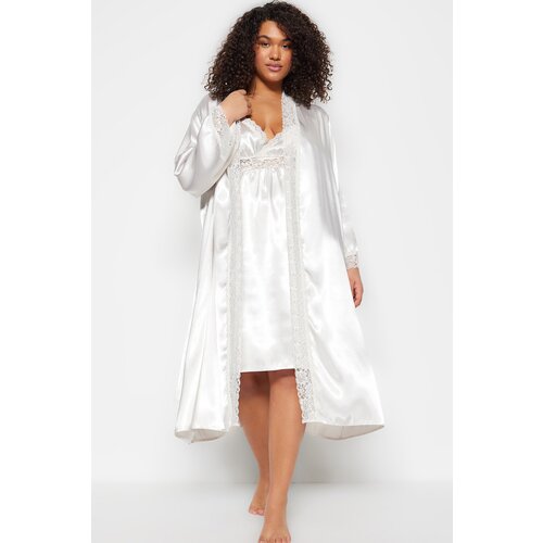 Trendyol Curve Dressing Gown - Beige - Long Slike