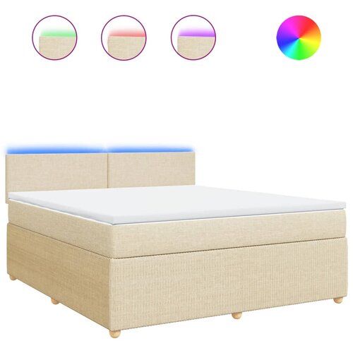 vidaXL Box spring postelja z vzmetnico krem 180x200 cm blago, (21308985) Cene
