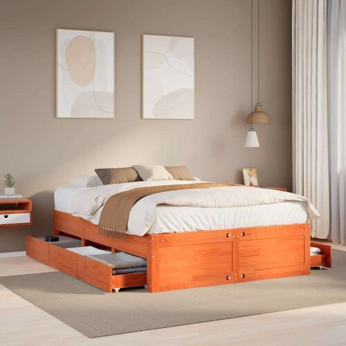VidaXL okvir kreveta bez madraca s ladicama 140x190 cm od borovine Slike
