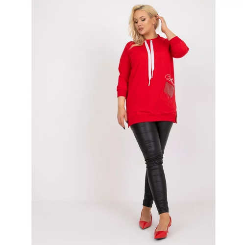 Fashion Hunters Red plus size cotton tunic with an appliqué