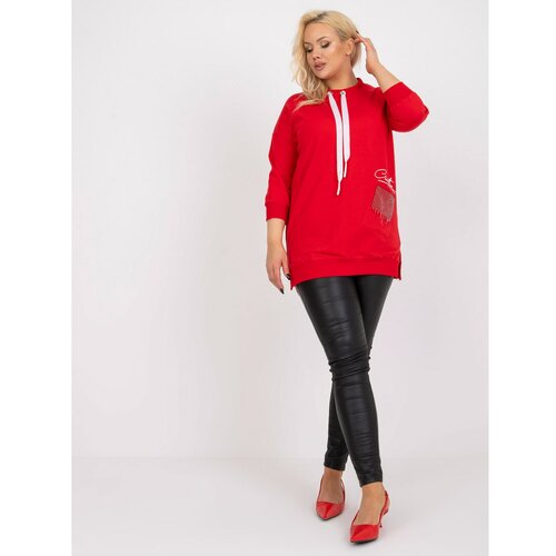 Fashion Hunters Red plus size cotton tunic with an appliqué Slike